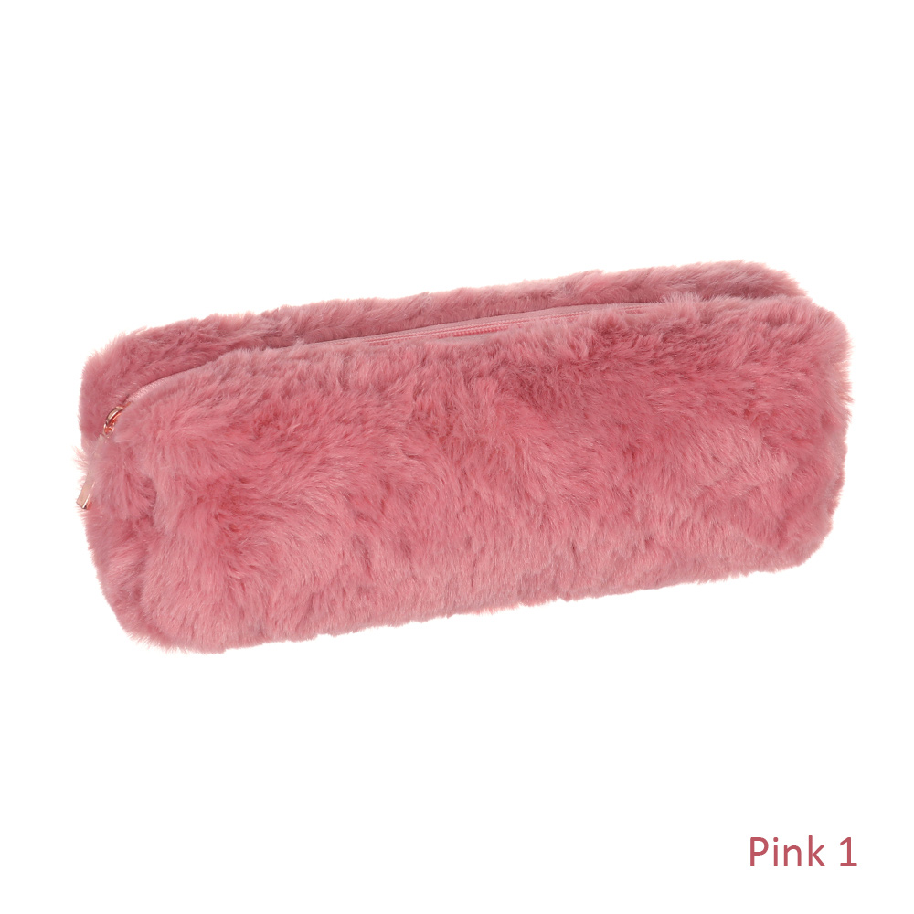 Effen Kleur Pluche Etui Meisjes School Potlood Tas Briefpapier Pencilcase Portemonnee Kawaii Mode Schoolbenodigdheden: Pink 1