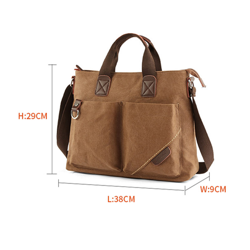 Scione Men Canvas Portable Handbag Business Casual Vintage Multifunction Shoulder Bag Leisure handbag