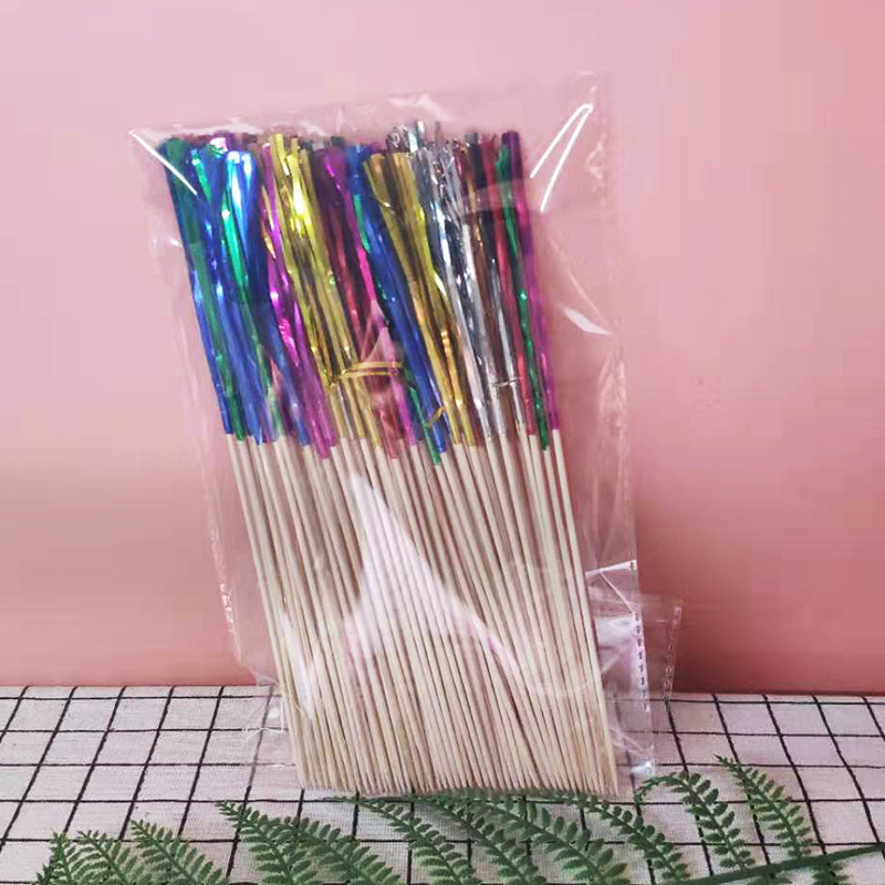 100 Pieces Disposable Fruit Dessert Sticks Party Tableware Cocktail Picks Fireworks Cake Topper Toothpicks For Wedding Decor