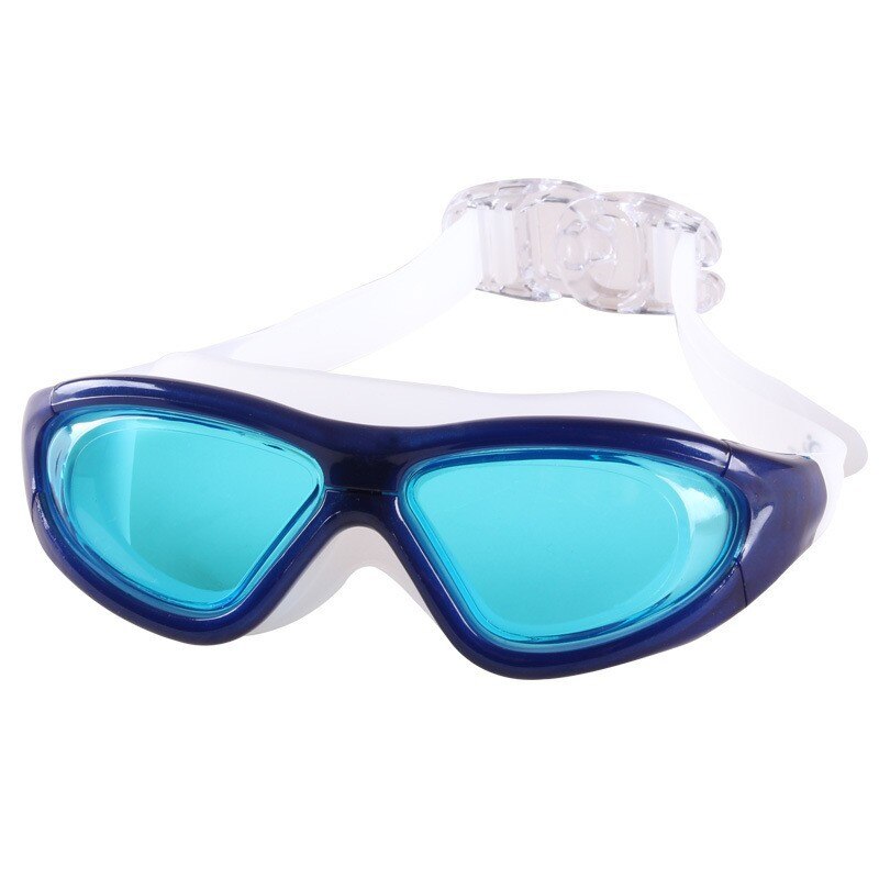 Zwembril Volwassen Anti-Fog Hd Mannen En Vrouwen Platte Zwembril Oogbescherming Zwembril Zwemmen apparatuur: transparent lake blu