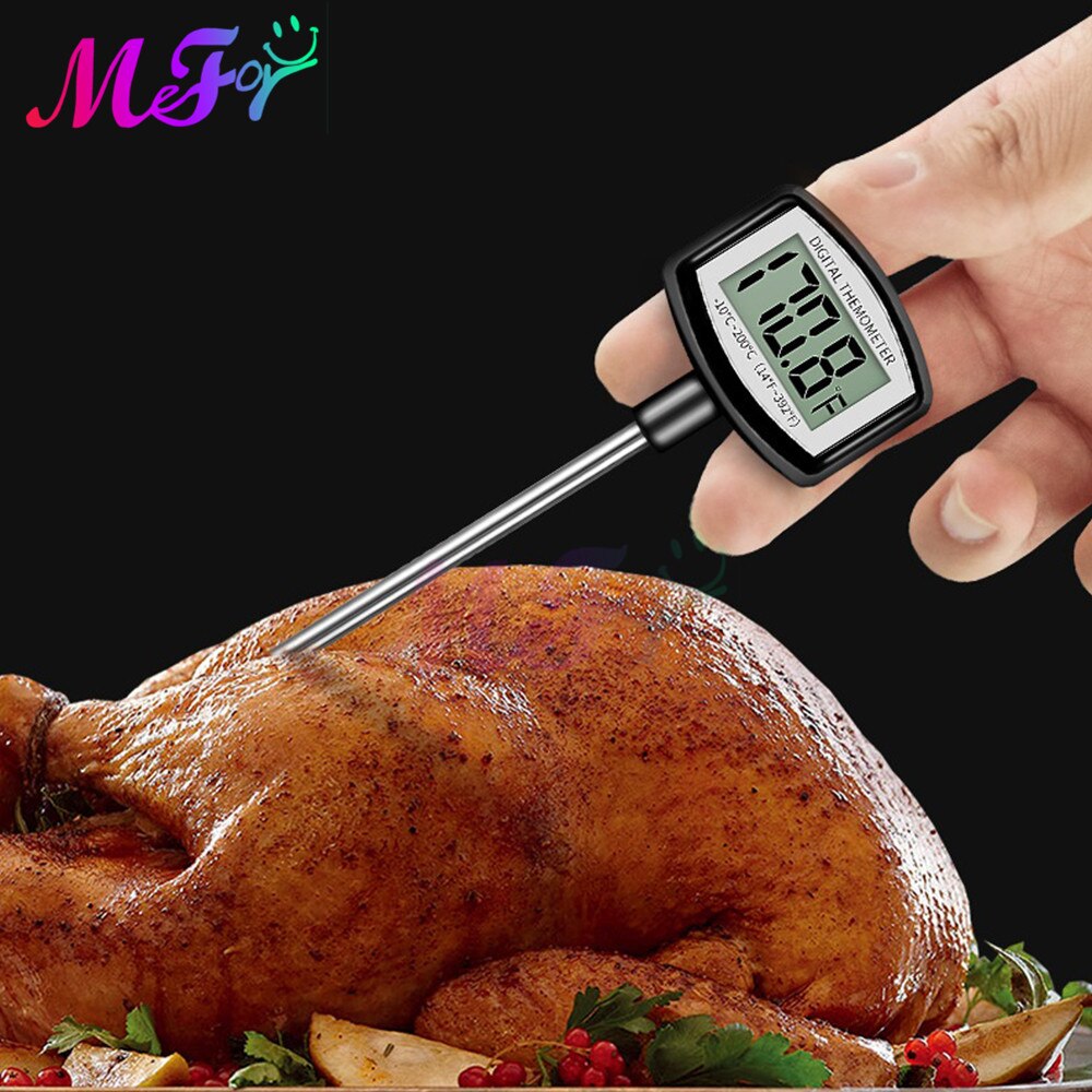 -10~200℃ Large Screen Digital Display Thermometer 134mm Long Probe Kitchen Electronic Barbecue Meat Food Thermometer Coffee