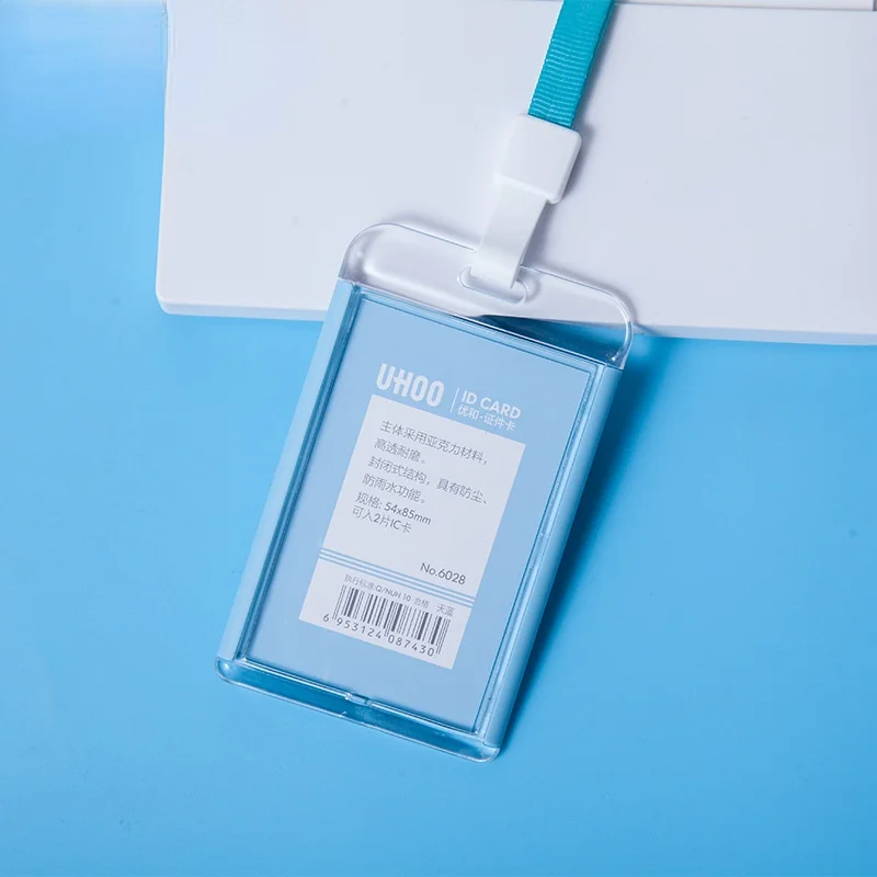 1 PCS Staff Employees ID Card Clear Pass Name Work Card Cover Case Sleeve with Lanyard Transparent Work Card Badge Holder Office: Lavender