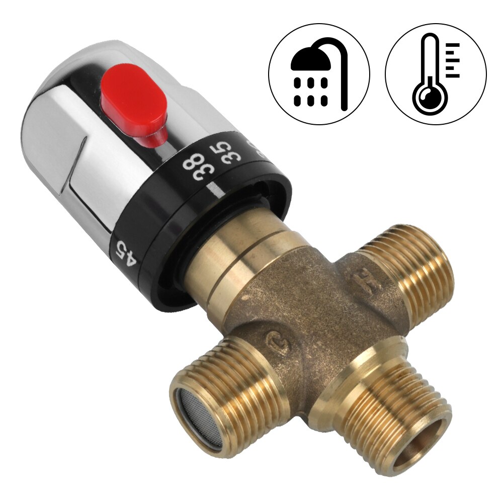 Bathroom Water Temperature Control Faucet Thermostat Faucet Brass Pipe Home Improvement Thermostatic Mixing Valve 1PC