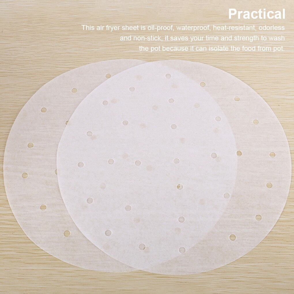 100pcs Air Fryer Liners Round Air Fryer Paper 15-25CM Disposable ​Baking Sheets Perforated Parchment Papers Steamer Mat