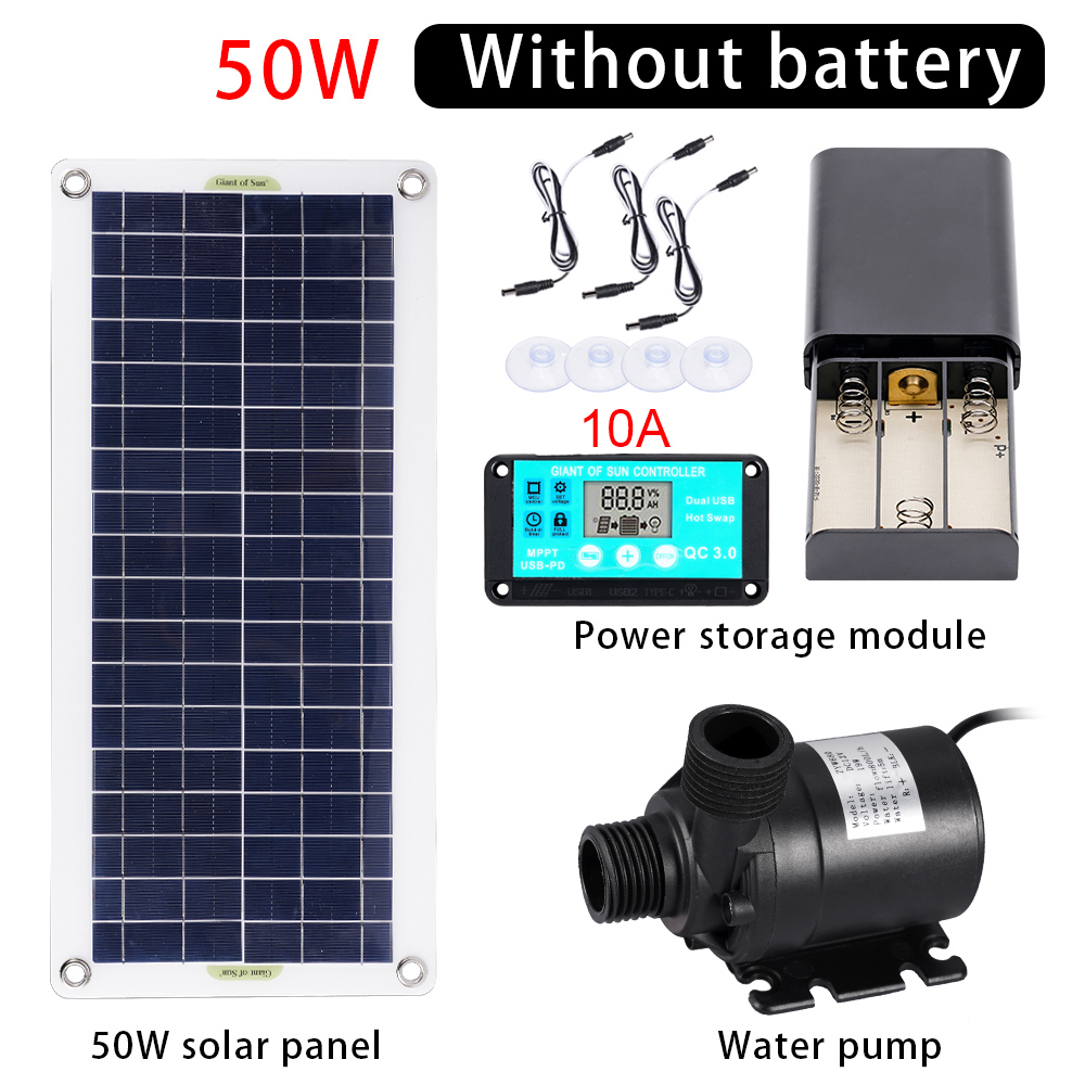 50W 800L/H Brushless Solar Water Pump Single Crystal Silicon Ultra Silent Continuous Work Pool Water Pump Garden Decoration Kit: Dark Grey