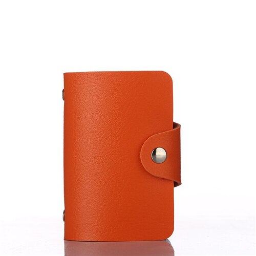 12card Slots Women Men Credit Card Holder Bags Pu Leather ID Bank Business Passport Card Organizer Case Wallet Purse: Orange