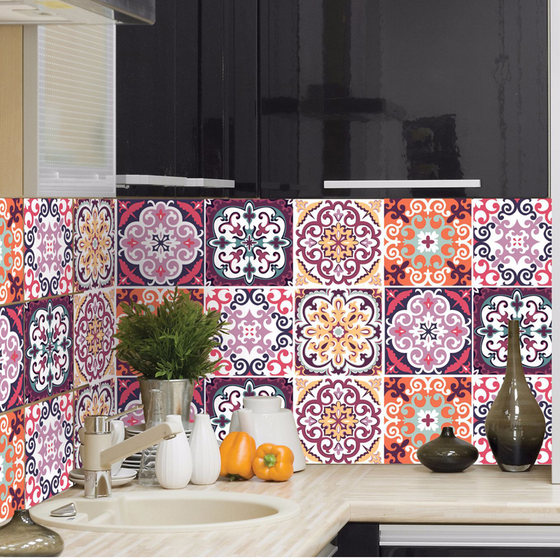 Vandtæt keramisk flise væg klistermærke selvklæbende køkken backsplash badeværelse væg fliser klistermærker indretning marokkansk pvc klistermærke