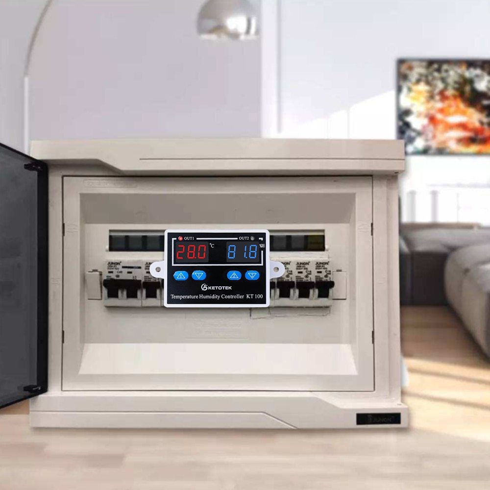 12V 24V 110V 220V KT100 Digital Thermostat Hygrostat Direct Output Temperature Humidity Controller Switch Dual Led Display