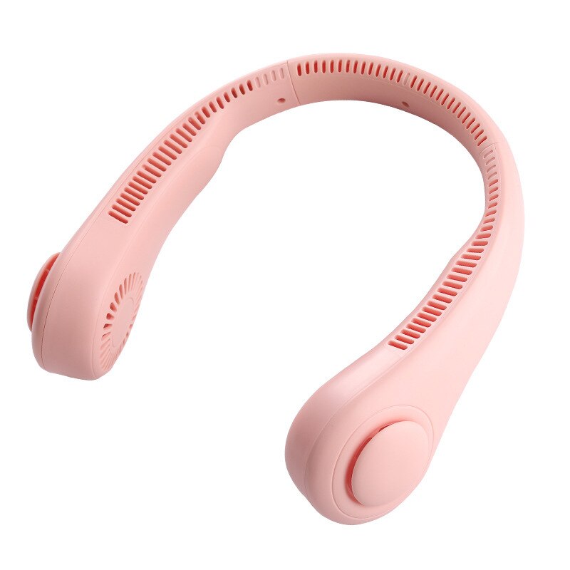 Wearable hanging neck fan sports fan lazy portable mini fan leafless USB mini hanging neck silent electric fan: Pink