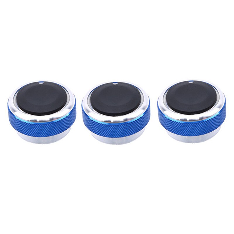 3pcs/Set 4 Colors Car AC Knob Aluminum Alloy Air Conditioning Heat Control Switch Accessories: Blue