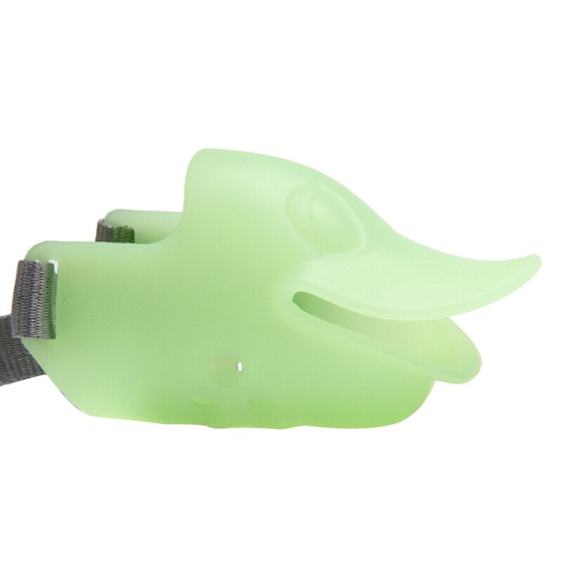 Luminous Dog Muzzle Silicone Cute Duck Mouth Mask Muzzle Bark Bite Stop Small Dog Anti-bite Masks For Dog Pets Accessories: Green / M