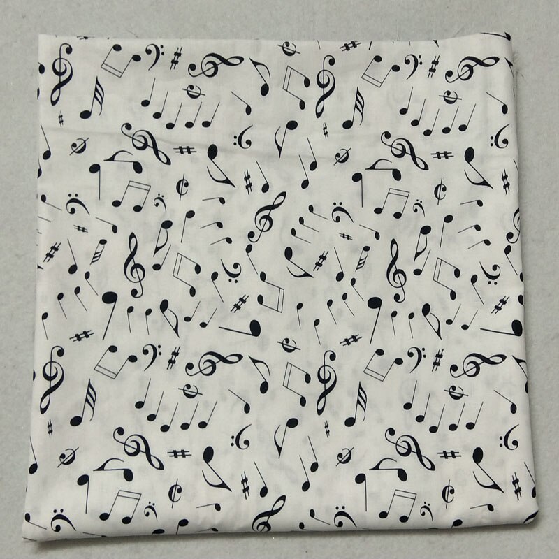 Clásico blanco negro música nota Musical estampado con de notas tela de algodón 50x105cm para DIY de coser bolsa de tela de la decoración del hogar: design 3