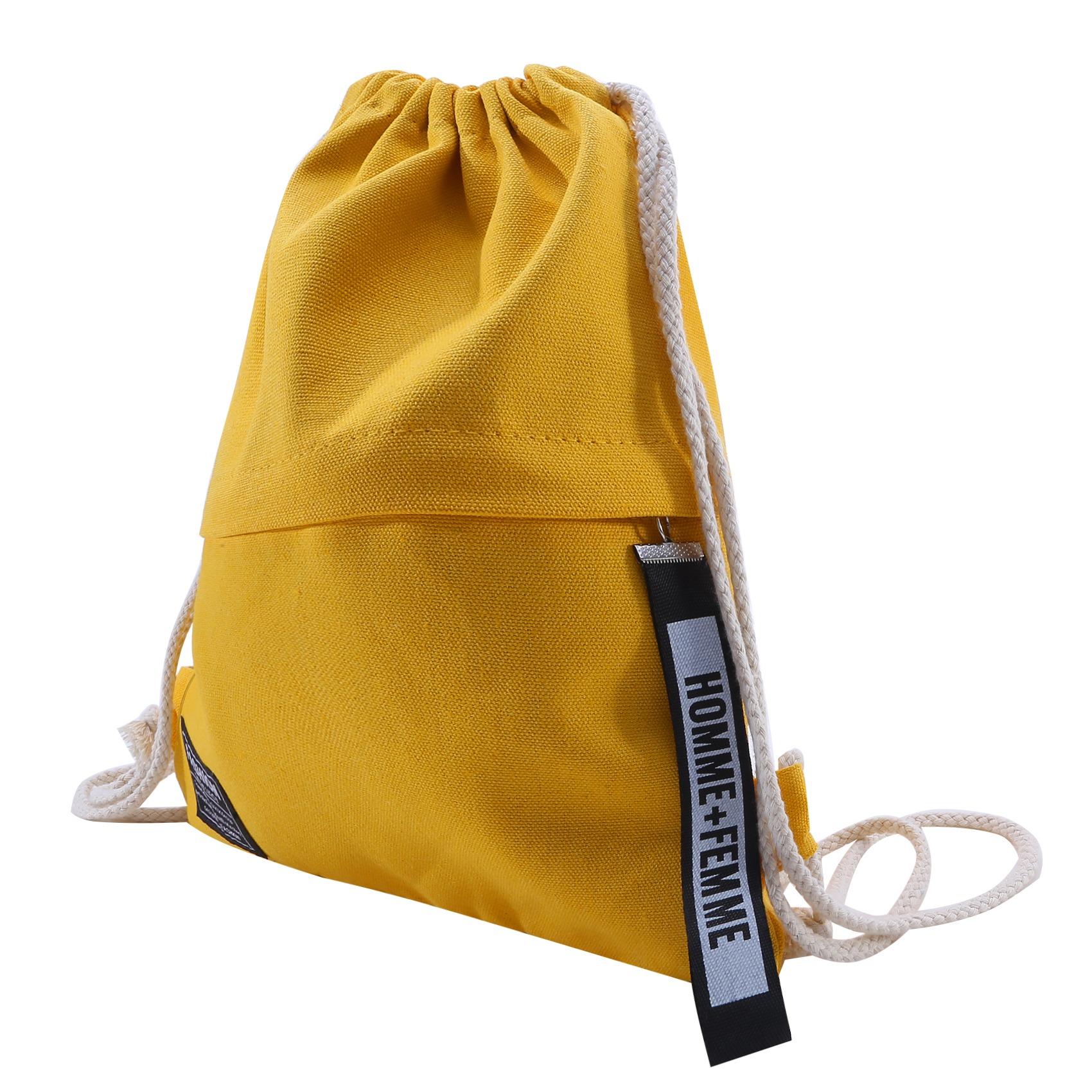 Canvas rugzak met trekkoord Mode School Gym Tas met trekkoord Casual String Knapzak Schoolrugzak voor tienervrouwen: YELLOW