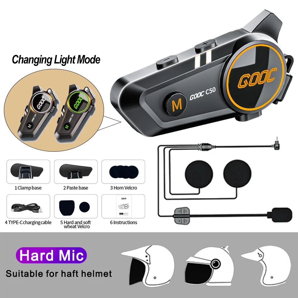 Motorhelm Headset 3d Surround Heavy Bass Stereo Bluetooth Handsfree Bellen Waterdicht Met Tri-Color Omgevingslicht: WHITE