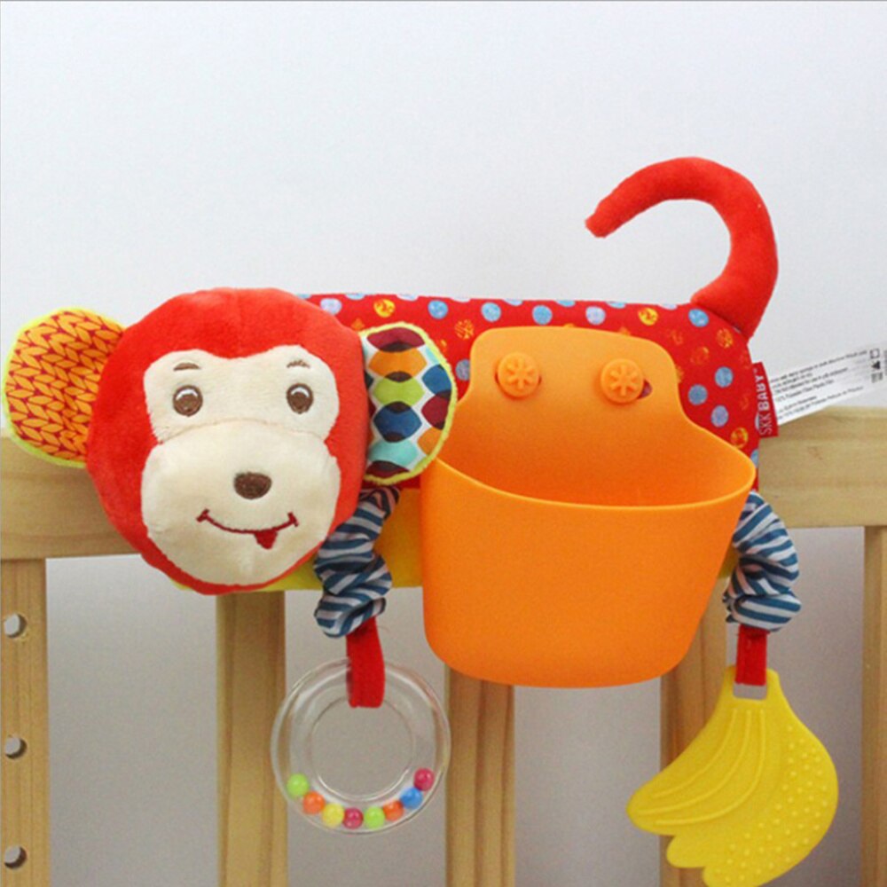 Born Baby Crib Educational Wrap Around Rattle Teether Storage Pocket for Baby(Monkey Pattern)