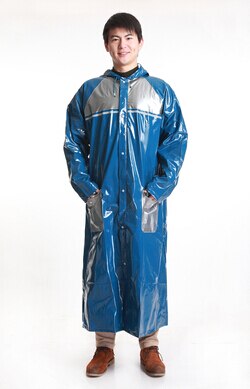 Lange Regenmantel Männer Frauen Regen Tragen Dicke Motorrad Radfahren Regen Mantel Reise Rucksäcke Lager chubasqueros impermeables hombre: Blau / M
