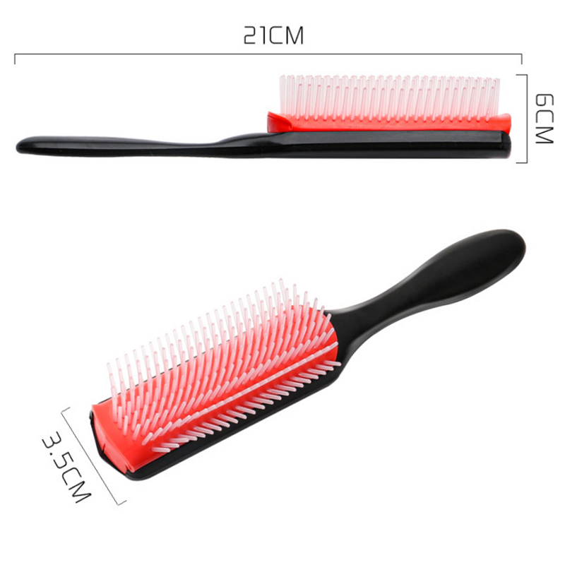 1 cepillo para el cabello desenredante de 9 filas, cepillo para el cabello, masajeador del cuero cabelludo, peine húmedo recto para mujeres y hombres, cepillo para el cabello húmedo y rizado de salón