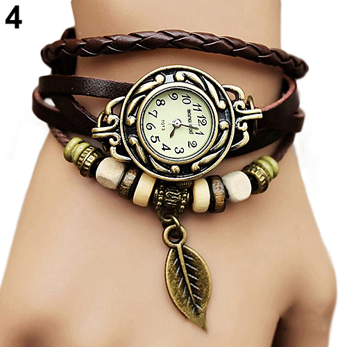 Women's Watch Retro Leather Bracelet Tree leaf Decoration Wrist Watch Ladies Quartz Watch relogio feminino часы
