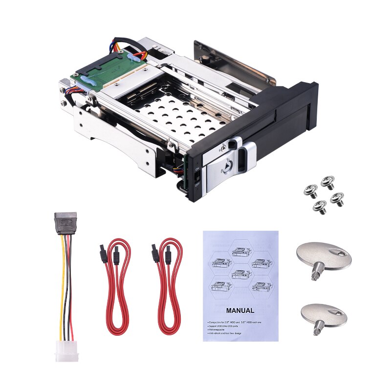 Uneatop – support Mobile HDD double baie, 5.25 pouces, sans plateau, pour disque dur SSD 1x2.5 pouces et 1x3,5 pouces