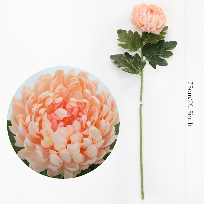 Grote Enkele Chrysant Land Stijl Woonkamer Bloemstuk Kunstbloemen Bruiloft Schieten Props Decor Bloemen: Powder core