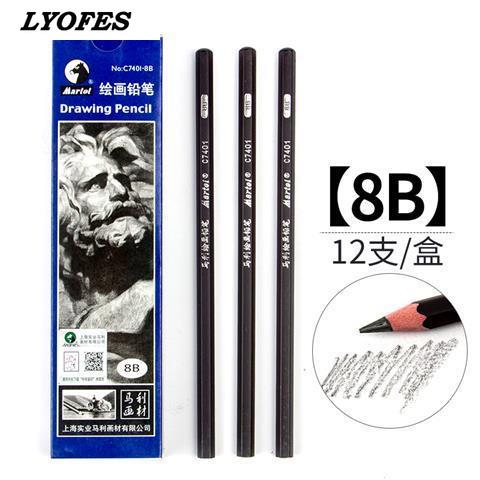 12 pcs/set Sketch Drawing Pencil Set HB 2B 6H 4H 2H 3B 4B 5B 6B 10B 12B 1B Painting Pencils Stationery Supplies: 8B