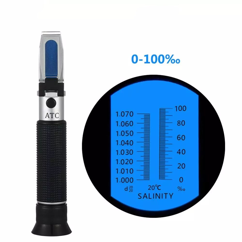 Handheld Dual Scale Sea Water Salinity Refractometer 0-10% Seawater Monitoring 1.000-1.070SG Salinity For aquarium