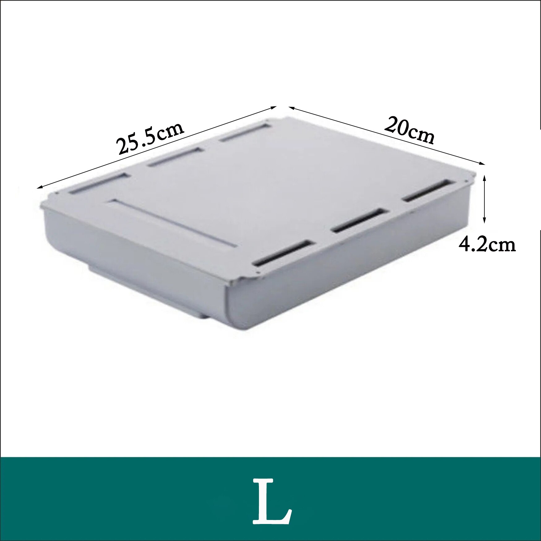Hiding & Secret Space Drawer Self-Stick Home Office Tray Under Desk Drawer Organizer Table Storage Hidden Organizer Boxes Stand: L Grey