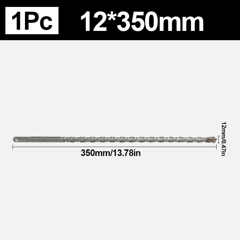 Broca para hormigón de 8-32mm, 350mm de longitud, ranura cruzada SDS Plus, martillo para mampostería, broca de impacto para perforar agujeros en paredes y piedras: Plata