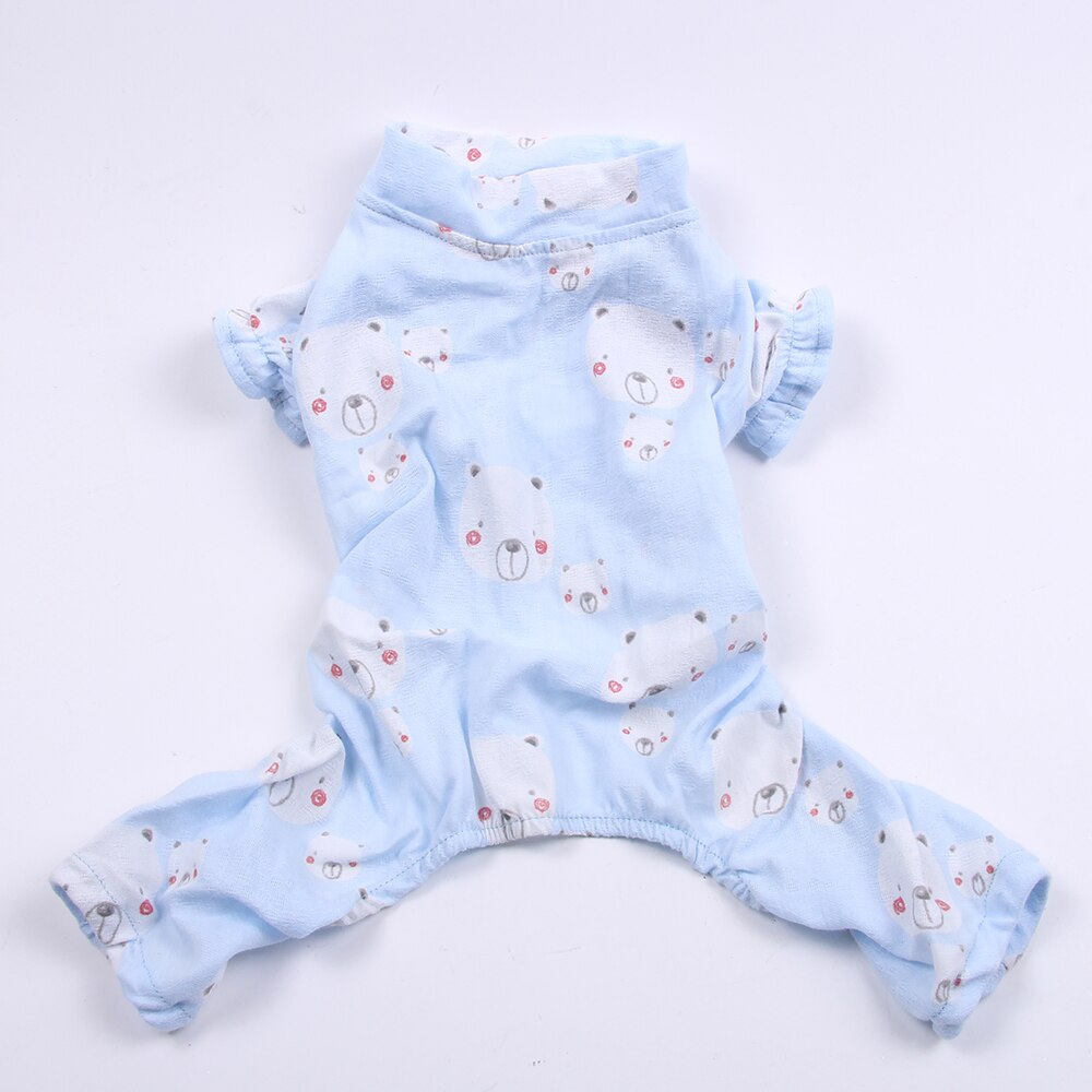 Hundar katter pyjamas jumpsuit björnar katt valp nattskjorta träningsoverall 5 storlekar 3 färger: Blå / Xl