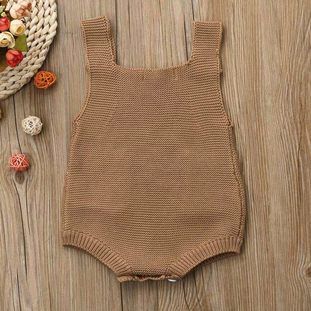 -né bébé filles solide tricoté enfant en bas âge poche combinaison vêtements body tenue sans manches bébé body mignon hiver