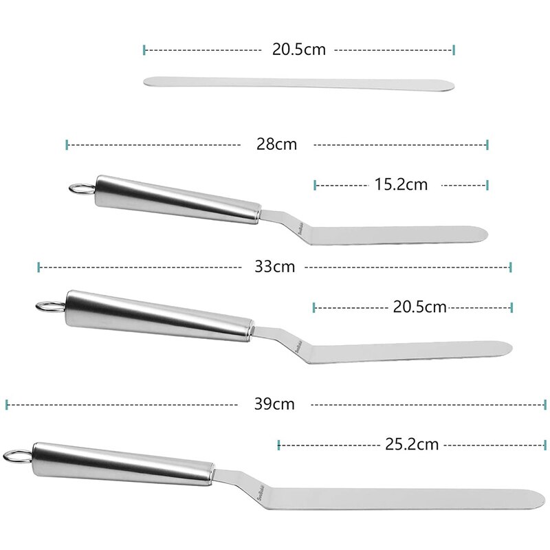 Pastry Spatel Set 4Pcs Rvs Metalen Offet Cake Spatel Voor Icing Soepeler Frosting Strooier Cake Decorating Tool