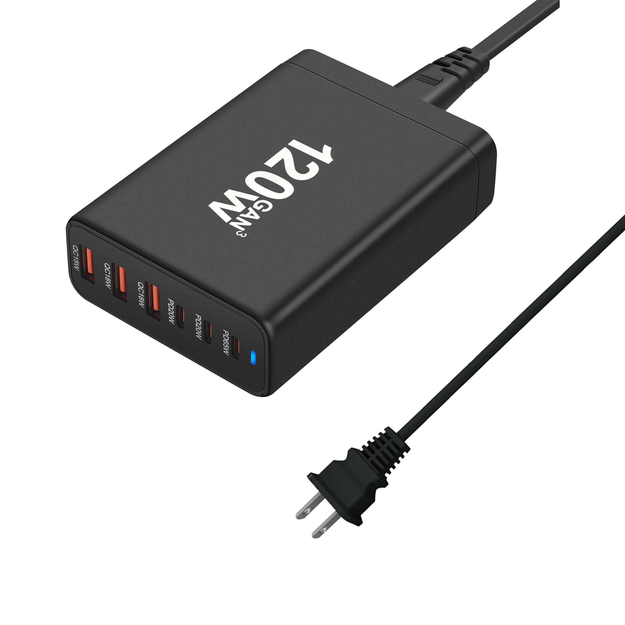 120w 200w gan oplader 6 poorten usb type c pd oplader snellader 3.0 usb type c snellader mobiele telefoon usb oplader