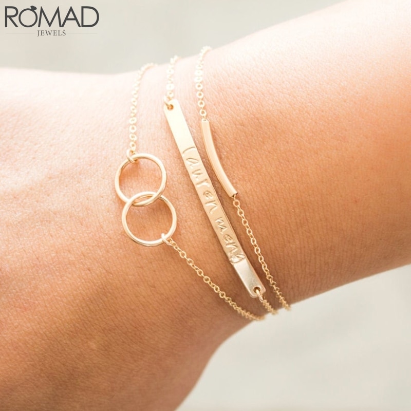 Romad 100% S925 Sterling Silver Jewelry Cold Wind Double Circle Bracelet Geometric Two Circle Necklace Jewelry For Women