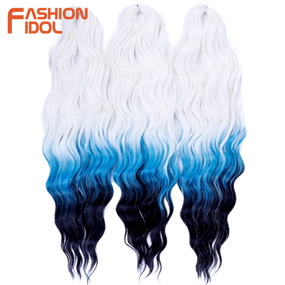 IDOL 24 Inch Synthetic Hair Water Wave Braiding Hair Extensions Ombre Rainbow color Deep Wave Curl Twist Crochet Hair