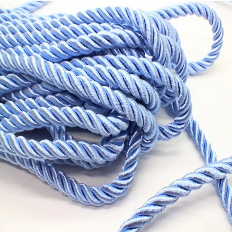 Corde en soie tressée à 3 plis de 5/10M, corde torsadée de 5mm, cordon torsadé en Polyester, garniture tressée, corde torsadée pour décoration artisanale de bricolage