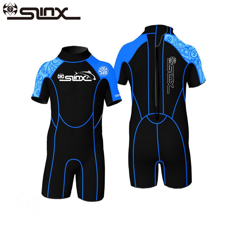 Slinx 2mm Neoprene Kids Shorty Wetsuit Boys Girls Swim Scuba Diving Wet Suit Snorkeling Surf Wear Rash Guard Clothes 3 Colors: Blue / XXL