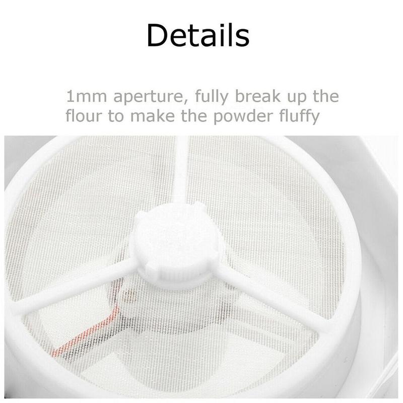 Electric Flour Sieve Plastic Cup Shape Mechanical Hand-Held Sifter Shaker Cakes Sugar Mesh Sieve Baking Tools Kitchen Gadgets