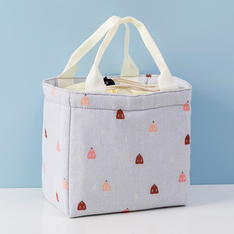 Cartoon Printing Insulation Lunch Bag Food Thermal Waterproof Handbag Student Office Worker Portable High-Capacity Storage Tote: blue person