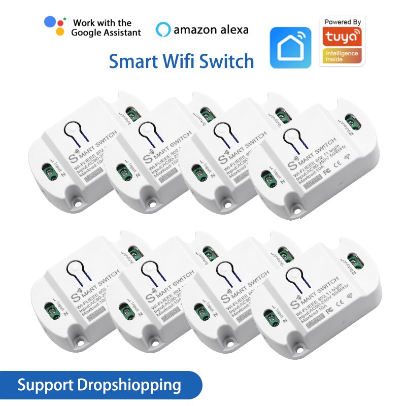 10A WiFi Smart Switch Timer DIY Wireless Switches Smart Home Automation Compatible With Tuya Alexa Google Home Automation Module
