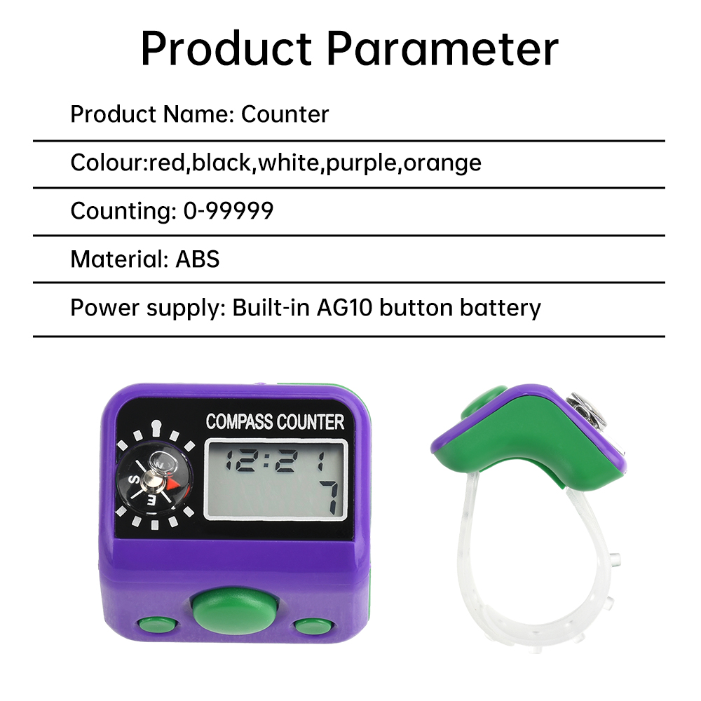 Contador de dedo con conteo de 5 dígitos, 0-99999, tipo anillo portátil, pantalla Digital Manual electrónica, contador de botones para almacén