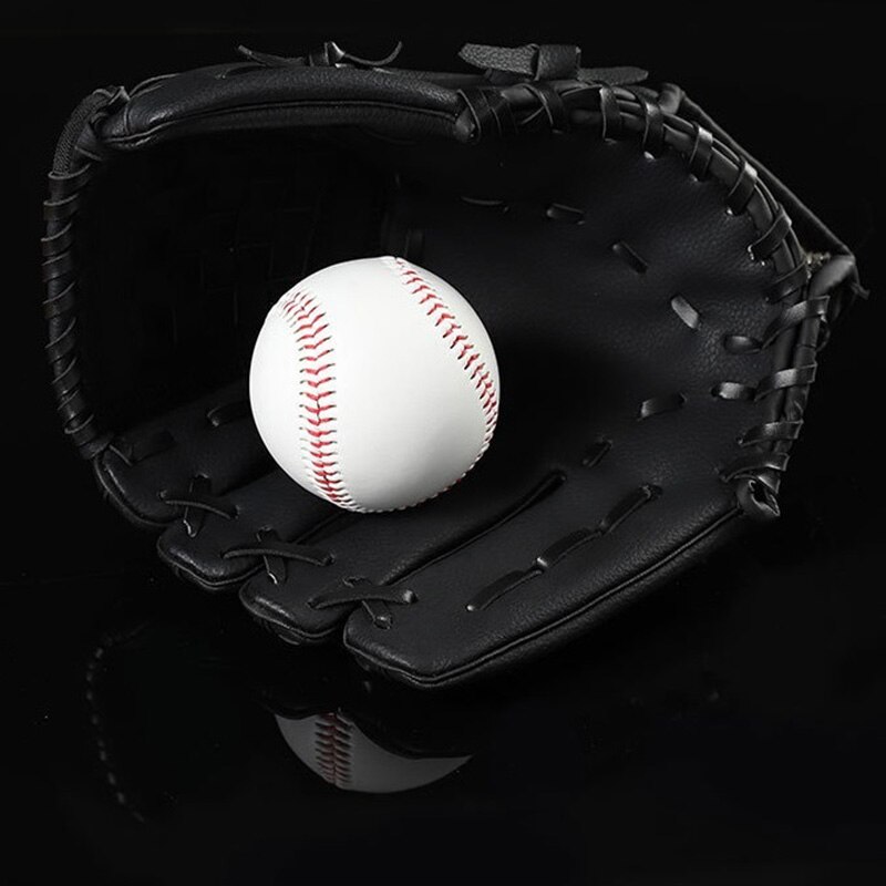 Esportes ao ar livre 2 cores luva de beisebol softball prática equipamentos mão direita para homem adulto mulher trem, preto 10.5 Polegada