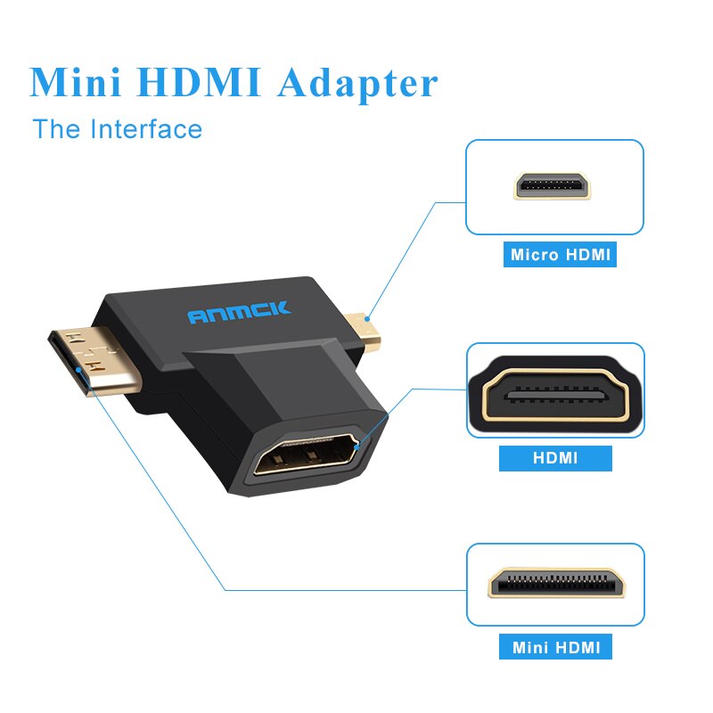 Anmck Mini HDMI Male to Female HDMI-compatible Adapter Splitter Micro HDMI Connector For Computer Projector Display Screen HD TV