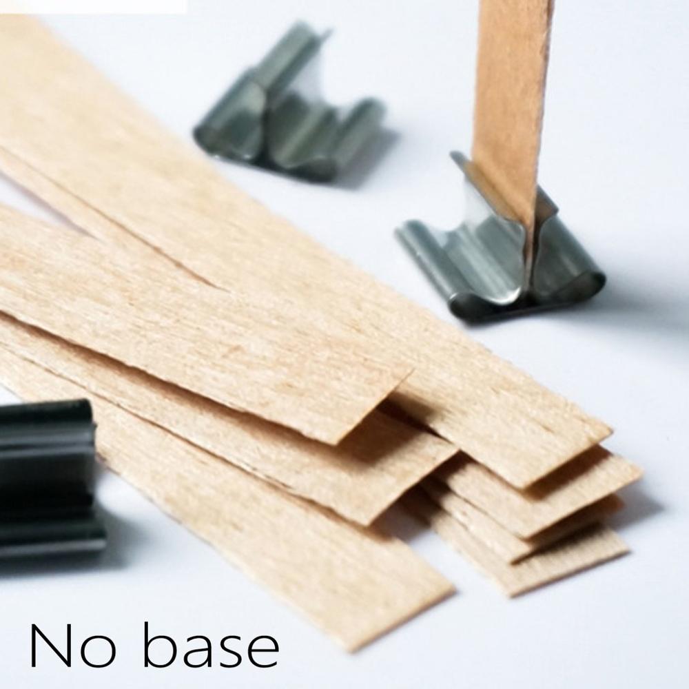 Wooden Wick Wax Handmade Candle Wooden Core With Sustainer Tab DIY Candle Making Supplies Metal Base