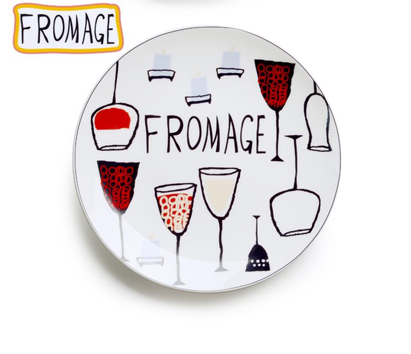 8 tommer, ægte benporcelænskagefade, moderne porcelænsmaleri, porcelænstallerkener, farverige tallerkener køkkenmiddag: Fromage