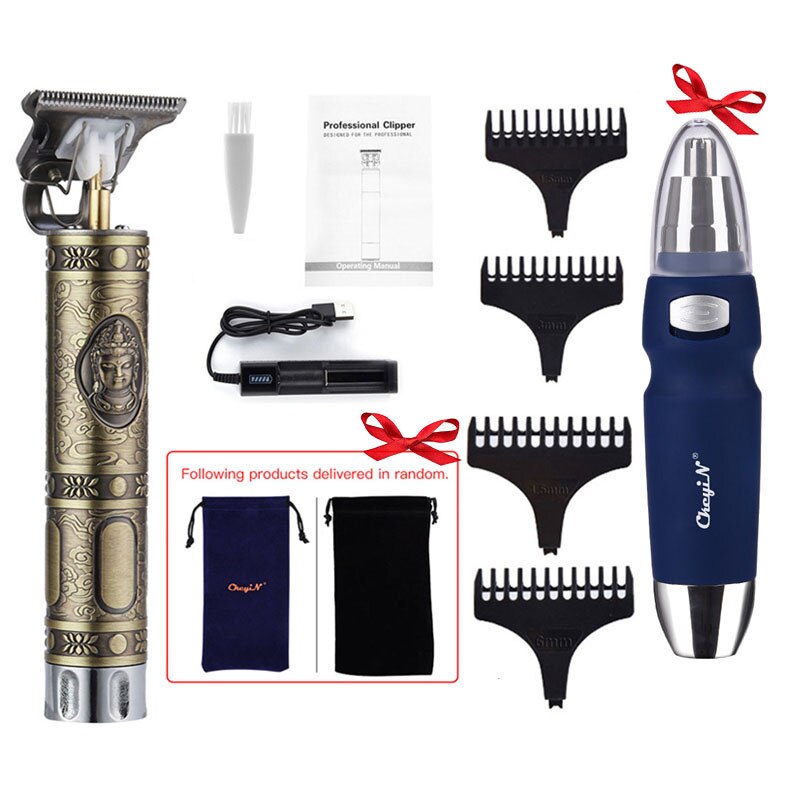 Tondeuse à cheveux professionnelle + tondeuse à cheveux de nez + rasoir électrique rasoir sans fil tondeuse à barbe Rechargeable finition coupe de cheveux Machine: 8