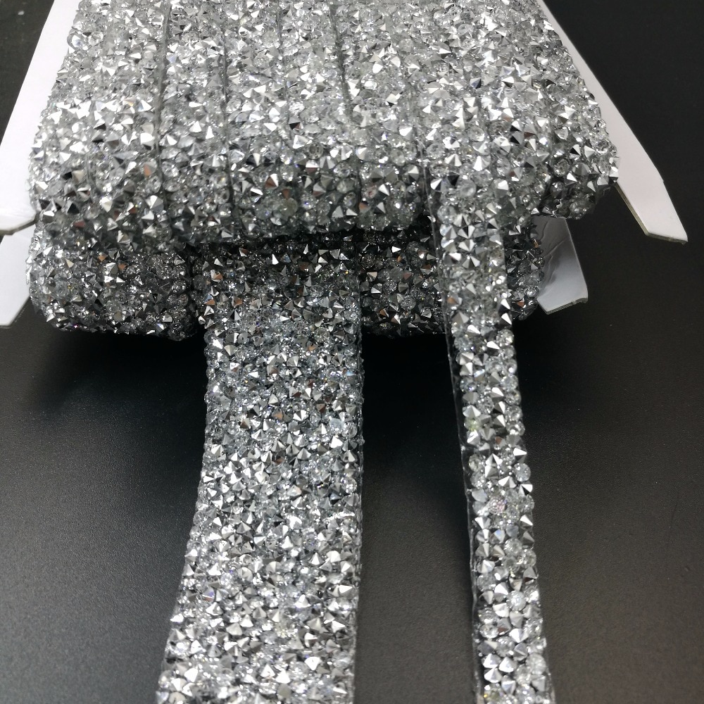 20 CM Lengte Fix Glitter jurk Steentjes Motieven Lint Crystal iron on patches applique hotfix strass 3 cm en 1 cm