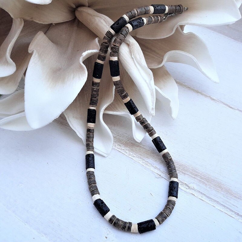 Collar de cuentas para hombre, collar africano, collar de surfista, collar para hombre