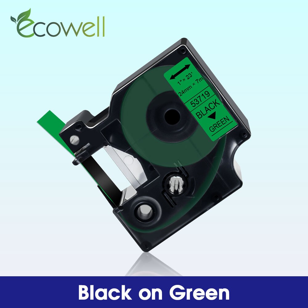 Ecowell Zwart Op Groen Compatibel Voor Dymo D1 53719 24Mm * 7M Label Tape Voor Dymo Mobilelabeler Labelmanager pnp Draadloze 500TS