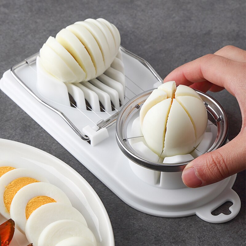 Roestvrij Staal Ei Slicer 2 In 1 Draagbare Egg Cutter Multifunctionele Sectioner Mold Boterhamworst Separator Keuken Gadgets