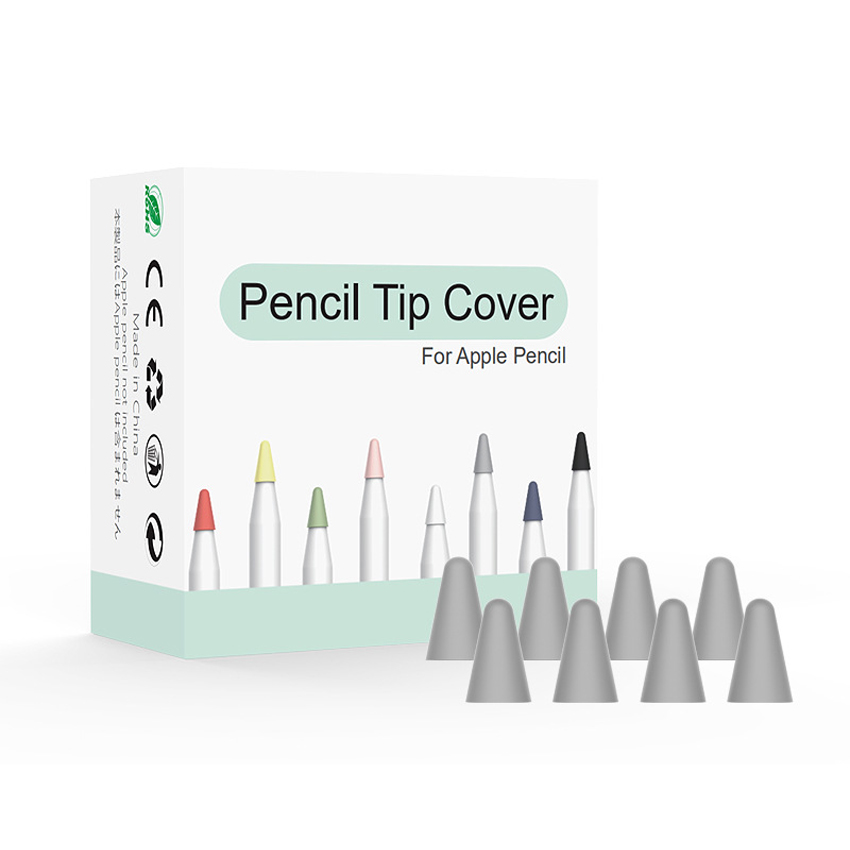 Punta de reemplazo de silicona silenciosa, 8 piezas, cubierta de piel para Apple Pencil de primera generación, Stylus Pen Tip Cover: Gray